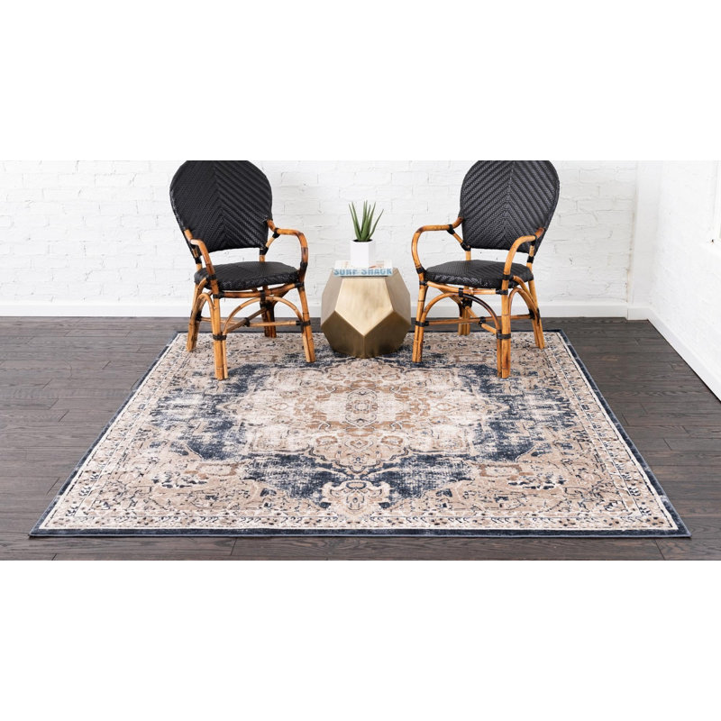 Laurel Foundry Modern Farmhouse Abbeville Oriental Dark Blue/Beige Area